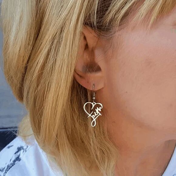 Cross Heart Faith Stainless Steel Dangle Earrings - Picture 2 of 4